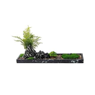 Imagem de Árvore artificial simulação planta verde montanha pedra bonsai decoração sala de chá chinês paisagismo interior vasos plantas árvore falsa