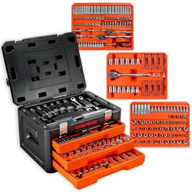 Imagem de COMOWARE Conjunto de ferramentas mecânicas mestre de 320 peças com estojo, conjunto de chaves SAE e soquete métrico de 1/10.2 cm, 3/20.3 cm, 1/5.1 cm, inclui conjunto de catraca 72T, aço CR-V, chaves