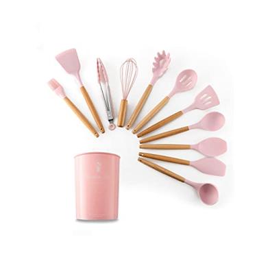 Imagem de U5GAAALPPQ9 Espátula antiaderente resistente ao calor colher de silicone utensílios de cozinha conjunto com caixa de armazenamento utensílios de cozinha (cor: 01) (2)