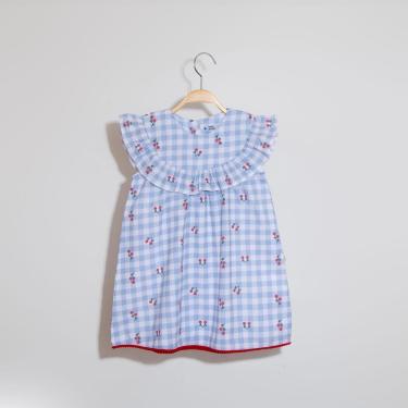 Imagem de Vestido Infantil Xadrez com Babado Estampa de Cerejas Keko-Feminino