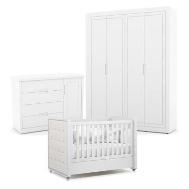 Imagem de Quarto de Bebe 4 Portas Tutto New Branco Acetinado com Capitonê New Bo