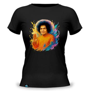 Imagem de Camiseta Feminina Baby Look com Estampa Sathya Sai Baba 100 Algodão Fi