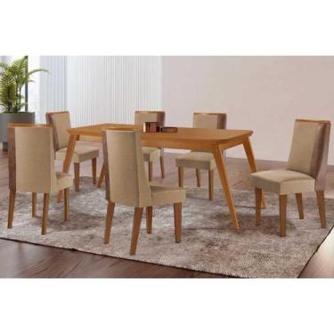 Imagem de Sala Jantar Mesa Havana Tampo Curvo 180cm+6 Cadeiras Tilia Madeira Nat