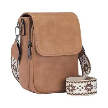 Imagem de Bolsa Transversal Retro Feminina Em Couro PU Com Alça Larga E Tampa, P