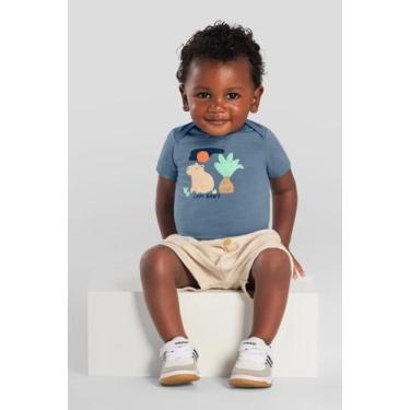 Imagem de Body bebê menino de capivara em puff Brandili Baby -Azul, G, Azul