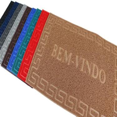 Imagem de Capacho Bem-Vindo Tapete Emborrachado Antiderrapante Para Porta de Res