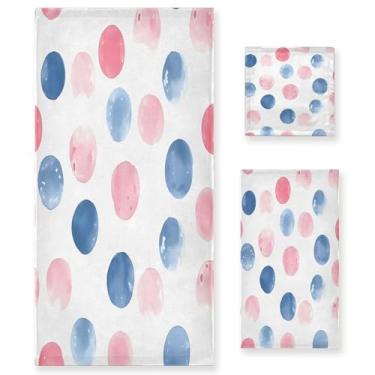 Imagem de xigua Conjunto de toalhas de banheiro de bolinhas em aquarela absorvente macio 3 peças toalha de banho toalha de mão toalhas decorativas para banheiro, academia, hotel, praia, piscina