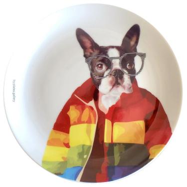 Imagem de Prato De Porcelana Cachorro Boston Terrier Fashion - 19 Cmp
