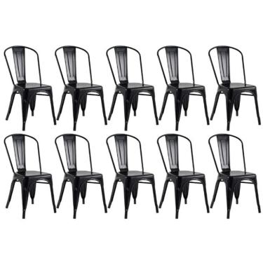 Imagem de Kit 10 Cadeiras Iron Tolix Ferro Reforçado Empilhavel Industrial Preto