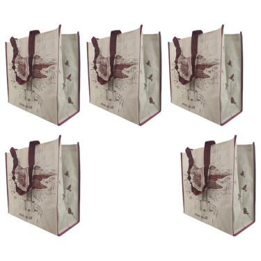 Imagem de Bolsa Ecobag Ecologica Kit 5 Unidades Mercado Compras Dobravel Alça Resistente