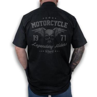 Imagem de Camisa Workshirt Preta Mecânico  Motorcycle Legendary Riders Old Schoo