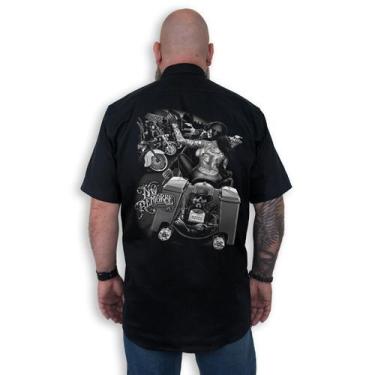 Imagem de Camisa Workshirt Preta Custom Fusca Rat Look Old School No Remorse, M