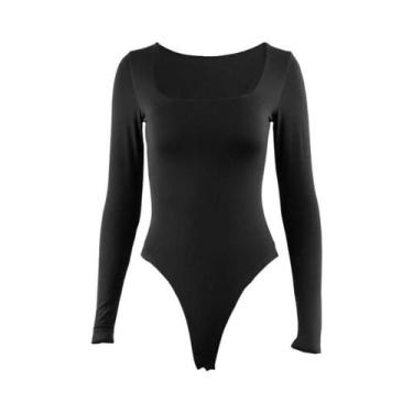 Imagem de Macacão Feminino Bodycon De Manga Longa Com Gola Quadrada E Elástico, 