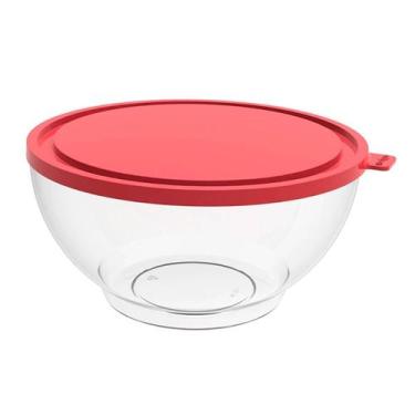 Imagem de Pote com Tampa 3,1L Redondo Crippa Transparente e Vermelho Bacia Alime