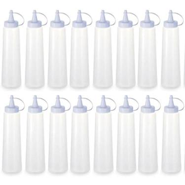 Imagem de Kit 16 Bisnagas Plásticas Grandes 400ml Crepe Maionese Ketchup Mostard