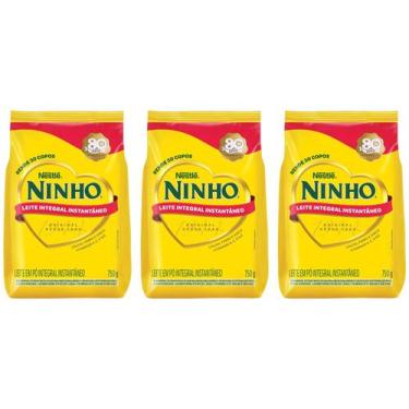 Imagem de Leite em Pó Integral Instantâneo Nestlé Ninho - Sachê 750g 3 Unidades,