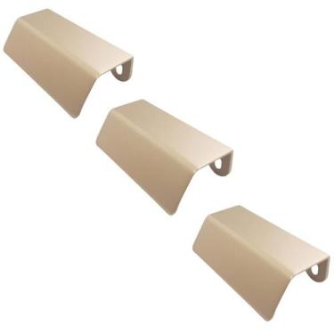 Imagem de Kit 3 Puxadores PV22 80 Alça de Sobrepor Dourado Para Móvel Armários e