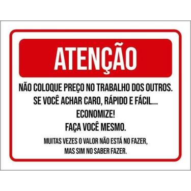 Imagem de Kit 10 Placa Acm Não Coloque Preço Trabalho Outros 18X23 - Sinalizo