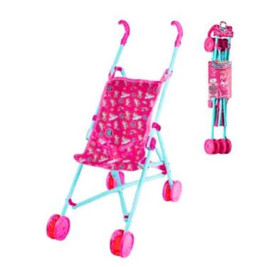 Imagem de Carrinho de Boneca Rosa com Unicórnio 7027 - Polibrinq