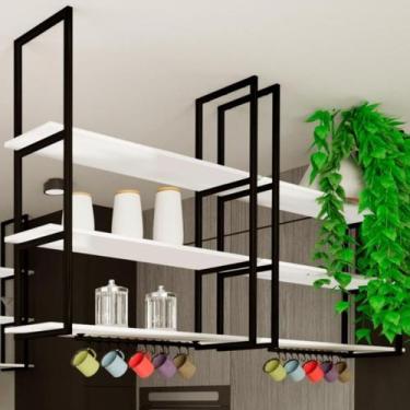 Imagem de Prateleira Industrial Para Cozinha Teto Parede 100cm PB SF - ShopForte