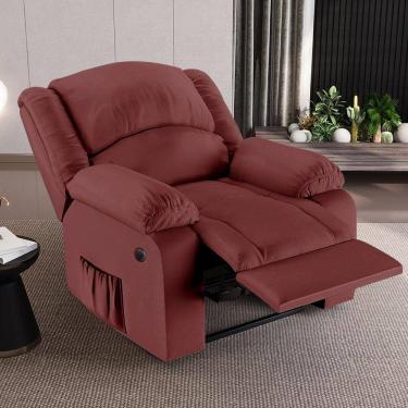 Imagem de Poltrona Do Papai Reclinável Sala De Cinema Barcelona Elétrica Usb Pu Vermelho