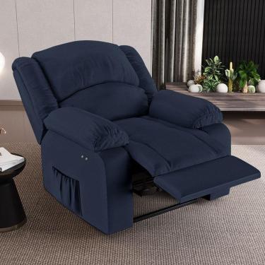 Imagem de Poltrona Do Papai Reclinável Sala De Cinema Barcelona Touch Massagem Usb Pu Azul