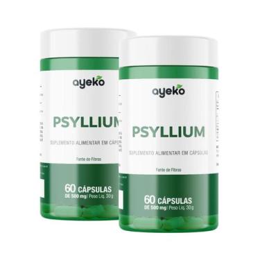 Imagem de 2x Psyllium 60 Cápsulas 500mg Fonte De Fibras Ayeko