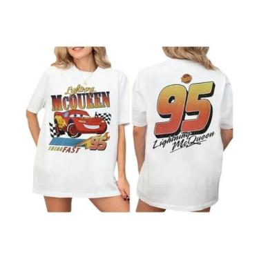Imagem de Camiseta Casual De Algodão Para Adultos, Verão, Lightning McQueen, Dis