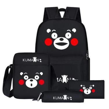Imagem de Mochila escolar Kumamons Cartoon Kids 4 unidades/conjunto de lona - yi