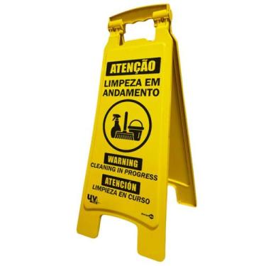 Imagem de Cavalete Placa de Piso Atenção Limpeza Em Andamento - ENCARTALE