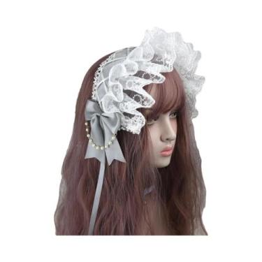 Imagem de Tiara De Cabelo Feminina Estilo Lolita Doce Com Babados, Laço De Renda