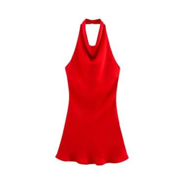 Imagem de Vestido Feminino De Verão Em Cetim De Seda Sem Costas, Simples, Elegan