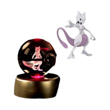 Imagem de Lâmpada Noturna 3D Pikachu Gengar Mewtwo Estátua De Bola De Cristal Po