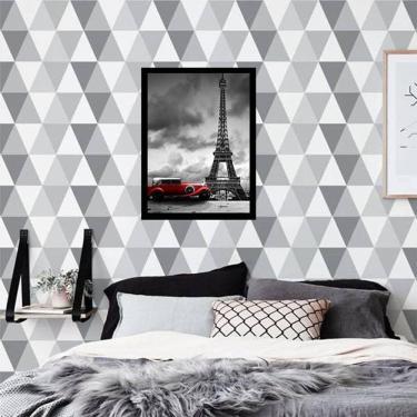 Imagem de Quadro Decorativo Fotografia Carro Vermelho Torre Eiffel