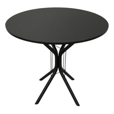 Imagem de Mesa Jantar 90cm Redonda Preta Base Ana Metálica Escrivaninha Sala Est