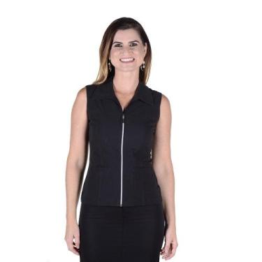 Imagem de Blusa Social Feminina Profissional em Tecido de Poplin sem Manga - Pre