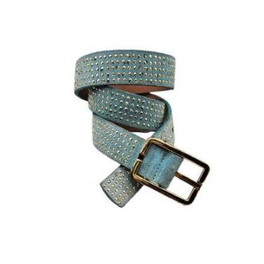 Imagem de Cinto feminino couro rebite dourado strass RW172 - Barão Do Couro, Ver