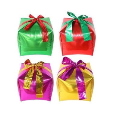 Imagem de Caixas De Presente De Natal Vermelhas E Verdes 4pcs Balões De Folha De