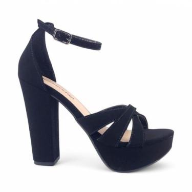 Imagem de Sandália Livia Meia Pata Salto Grosso Tira Tornozelo - Senhorella, Pre