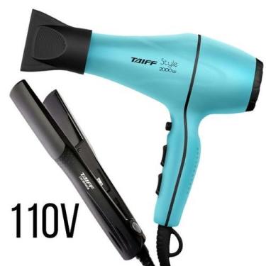 Imagem de Combo Taiff Style Secador 2000W Azul Turquesa Chapinha Cerâmica 180C P