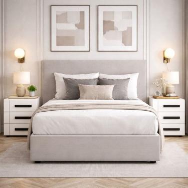 Imagem de Kit 2 Mesas de Cabeceira 3 Gavetas Lisboa Branco