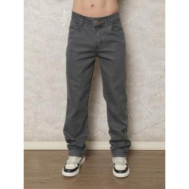 Imagem de Calça Jeans Masculina Reta Cintura Média com Elastano - - WJR, Cinza e