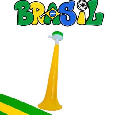 Imagem de Vuvuzela 28cm Copa Futebol Vuvuzela Apito Buzina Brasil - sm decora