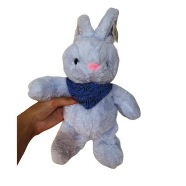 Imagem de Coelho Pelúcia Azul Enfeite Brinquedo Páscoa Macio Decoração - sm deco