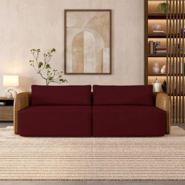 Imagem de Sofá Living Sala de Estar Abel 220cm Bipartido pés de Madeira PU/Velud