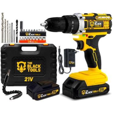 Imagem de Parafusadeira Furadeira Com 2 Baterias Maleta Kit Completo Amarelo 127