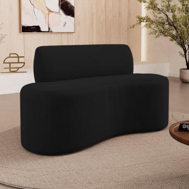 Imagem de Sofá Compacto Moderno Orgânico Sora 100cm Suede Preto - Desk Design