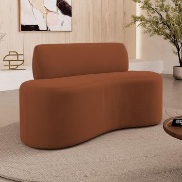 Imagem de Sofá Compacto Moderno Orgânico Sora 100cm Suede Terracota - Desk Design