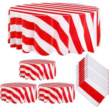 Imagem de Toalha de mesa Tatuo Carnival Theme vermelha e branca 213 cm 6 unidade