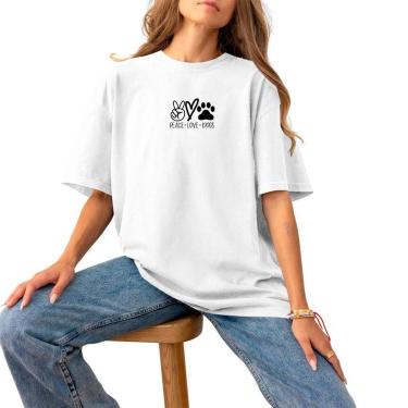 Imagem de Blusa Feminina Plus Size Basica Estampada Para Qualquer Ocasião Algodão  Peace-Feminino